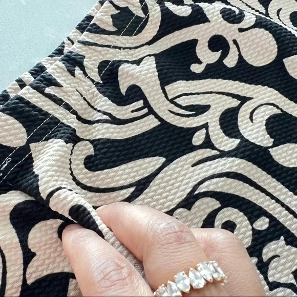 Revamped Waffled Printed Shoulder Y2K Dress Black Cream Dress  Size XL - Picture 5 of 11